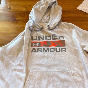 Under Armour Light Gray Hoodie with orange Accents